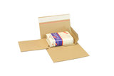 Buchverpackung Drehfix, 220x160x10-50mm, A5 braun, SK-Verschluss Aufreißstreifen, Qual. 1.20 B