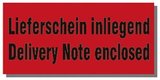 Warnetiketten, rot, 145x70mm, aus Papier mit Aufdruck 2-sprachig Delivery Note enclosed